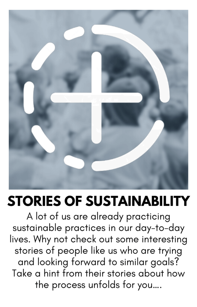 The image tends to introduce and lay focus on a section by sustainable spark that tends to cater to varied stories of sustainability of different people. The aim is to motivate and encourage the readers towards an eco-friendly and sustainable approach to life.